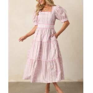 Entro Pink Floral Midi Dress